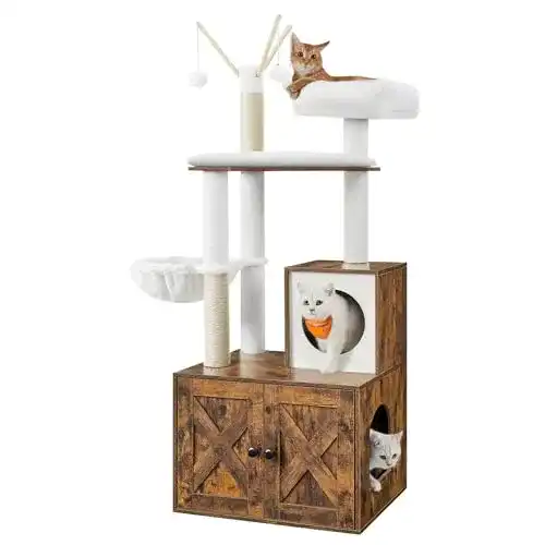 Feandrea-Kratzbaum FEANDREA Kratzbaum mit Katzenklo-Schrank, 2-in-1