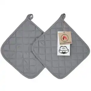 Topflappen ZOLLNER 2er Set Baumwolle, 24×24 cm, grau