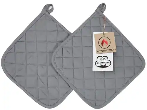 Topflappen ZOLLNER 2er Set Baumwolle, 24×24 cm, grau