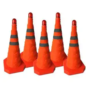 Verkehrsleitkegel Uvv-Reflex Pylone 49 cm faltbar inkl. Warnleuchte