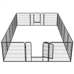 Welpenauslauf Yaheetech Metall, 16-eckig mit 2 Tür 80 cm Hoch