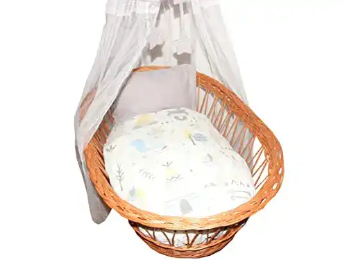 Moseskorb Belily-World Stubenwagen Set Tipi Grau Bettwäsche Set