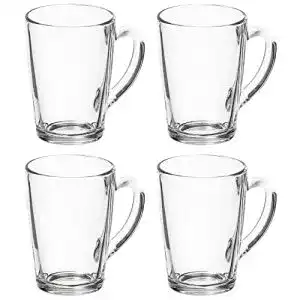 Teegläser com-four ® 4x Trinkgläser aus Glas mit Henkel