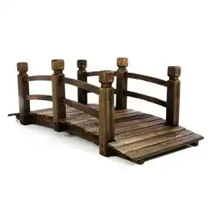 Teichbrücke Nexos GH35013 Holzbrücke mit Geländer, Braun