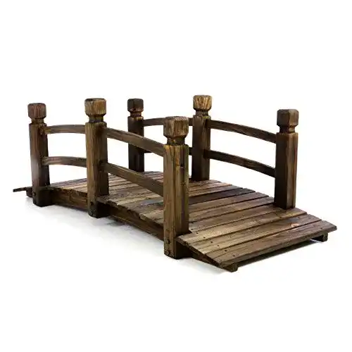 Teichbrücke Nexos GH35013 Holzbrücke mit Geländer, Braun
