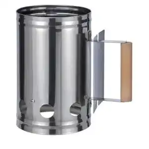 Anzündkamin WAGNER Edelstahl Grill XXL Kohlestarter, Holzgriff