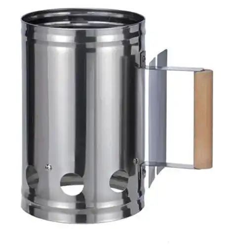 Anzündkamin WAGNER Edelstahl Grill XXL Kohlestarter, Holzgriff