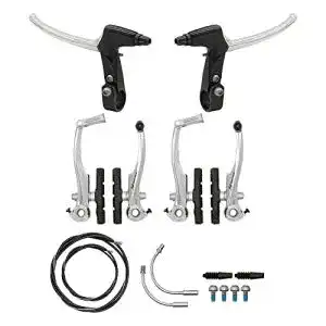 Fahrradbremse P4B Komplettes V-Brake Bremsen Set in Silber