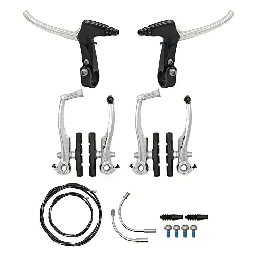 Fahrradbremse P4B Komplettes V-Brake Bremsen Set in Silber
