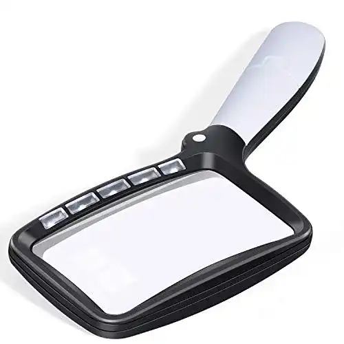 Lesehilfe Kaome Klappbar Leselupe Groß 5 LED Lupe mit Licht