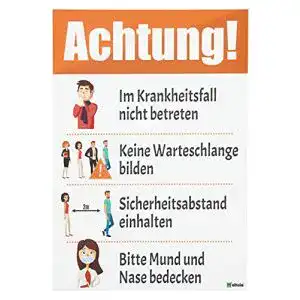 Schild Hygieneregeln Waltola 4 hochwertige Design Aufkleber
