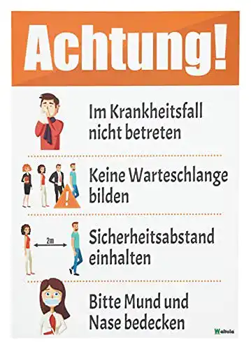 Schild Hygieneregeln Waltola 4 hochwertige Design Aufkleber
