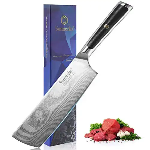 Damast-Hackmesser Sunnecko Nakiri messer, damast Kochmesser 18cm