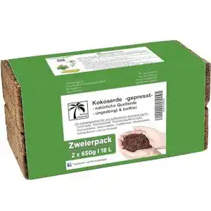 Anzuchterde Humusziegel – 18 L Kokoserde – 2 x 650g – Blumenerde