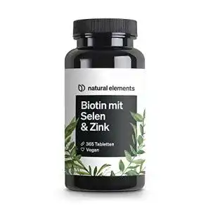 Biotin natural elements + Selen + Zink, 365 vegane Tabletten