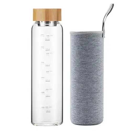 Glas-Trinkflasche 1l sunkey Glasflasche, aus Borosilikat Glas