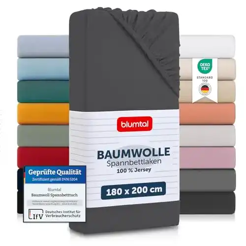 Spannbettlaken (180 x 200) Blumtal Basics Baumwolle