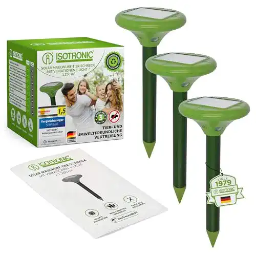 Wühlmausvertreiber ISOTRONIC Solar LED Maulwurfabwehr