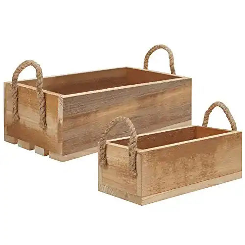 Holzkiste BELLE VOUS Vintage Kisten mit Seil Griffen, 2er Pack