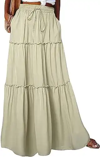 Maxirock Byoauo Damen Rock Boho Lange A-Linie Swing Skirt