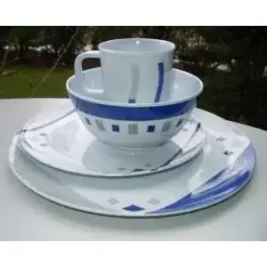 Campinggeschirr Melaminset 16-teile CUBIC-BLUE Neu