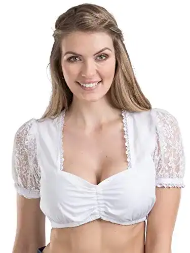Dirndlbluse V-Ausschnitt Schöneberger Trachten Couture Elegant
