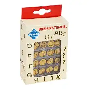 Brennstempel Pebaro 20400 für Brandmalerei, 16-teilig, Messing