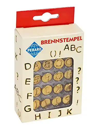Brennstempel Pebaro 20400 für Brandmalerei, 16-teilig, Messing