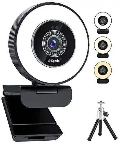Webcam mit Ringlicht Spedal 4K Webcam mit Ringlicht, Stativ