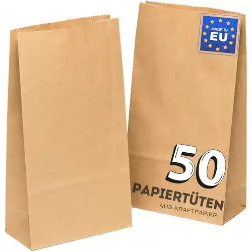 Papiersack kgpack Papiertüten 50 STK Braun 14 x 26 x 8 cm