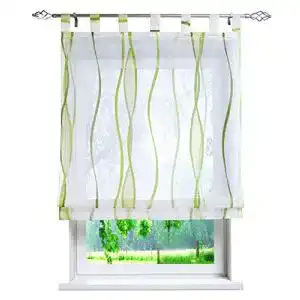 Raffrollo BAILEY JO Voile mit Wellen Druck Design, Schlaufen