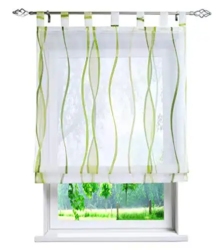Raffrollo BAILEY JO Voile mit Wellen Druck Design, Schlaufen