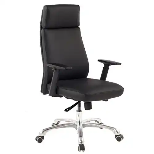 Amstyle-Bürostuhl AMSTYLE Bürostuhl Porto Echt-Leder Schwarz