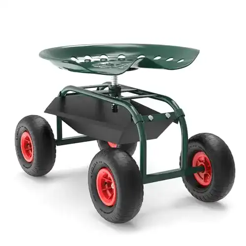 Fahrbarer Gartensitz Wiltec Rollsitz Werkstattwagen bis 150kg