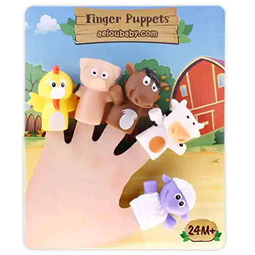 Fingerpuppen aeioubaby.com 5 Bauernhoftiere PVC-Handpuppen