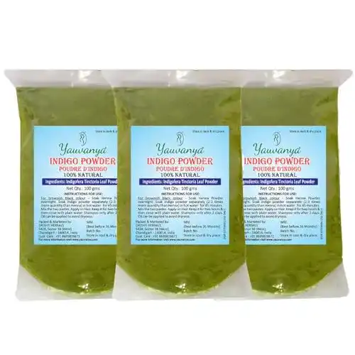 Henna-Pulver Yauvanya Pure Indigo Pulver für die Haare – 3 X 100