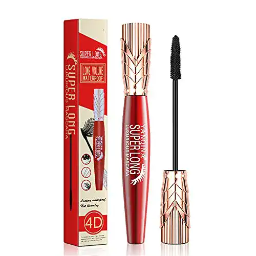 4D-Mascara DSQXLW 4D Seidenfaser Wimperntusche,Schwarze voluminöse