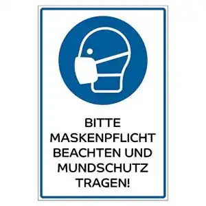 Maskenpflicht-Schild geschenke-fabrik Hinweis-Schild 300×200 mm
