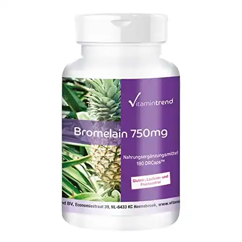 Bromelain Vitamintrend 750mg, 180 Kapseln, vegan, hochdosiert