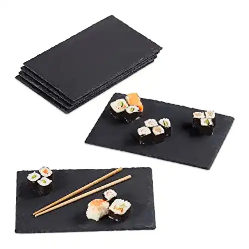 Schieferplatte Relaxdays, 30×20 cm, anthrazit im 6er Set