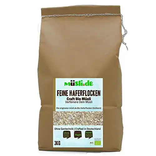 Zarte Haferflocken müsli.de BIO Feine Haferflocken, 3kg