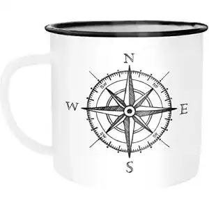 Emaille-Tasse MoonWorks Emaille Becher Kompass Windrose