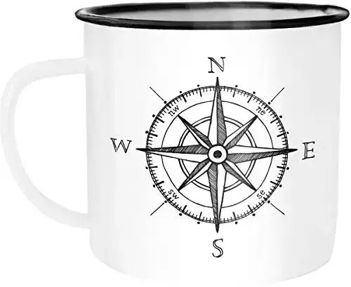 Emaille-Tasse MoonWorks Emaille Becher Kompass Windrose