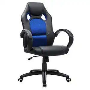 Chefsessel SONGMICS Racing Stuhl, Drehstuhl PU, schwarz-blau