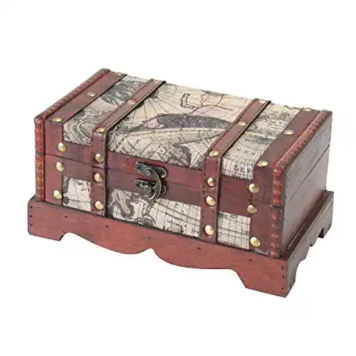 Schatztruhe HMF 6408-123 aus Holz 23 x 13 x 11 cm Klein, Amerika