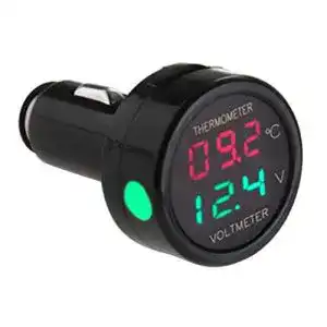 Auto-Thermometer 2 in1 Auto Zigarettenanzünder, Digital 12V/24V Voltmeter Thermometer