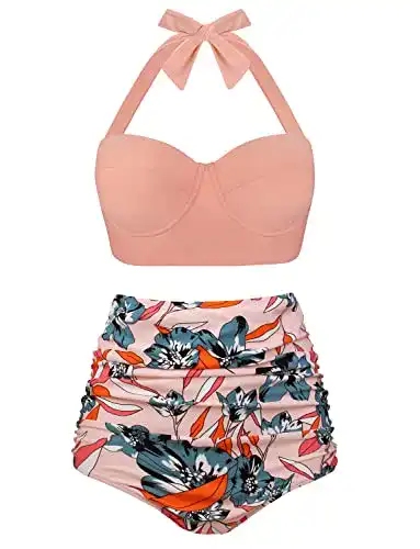 Bikini High Waist CZIMOO Jahrgang mit Nackenträger