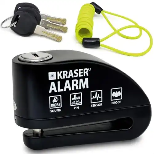 Motorradschloss mit Alarm KRASER 6Y Bremsscheibenschloss