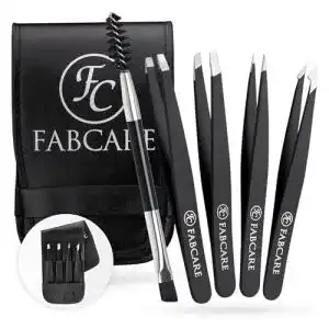 Pinzette FABCARE Augenbrauen n Set mit Etui (5-teilig)
