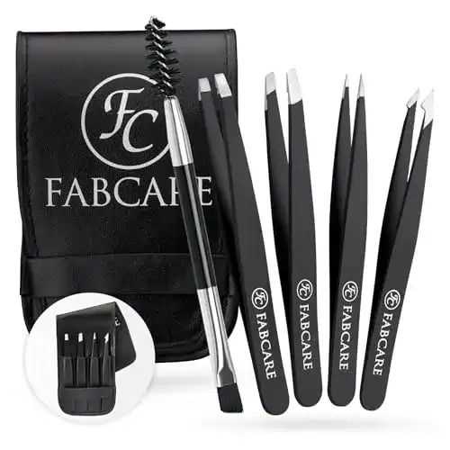 Pinzette FABCARE Augenbrauen n Set mit Etui (5-teilig)